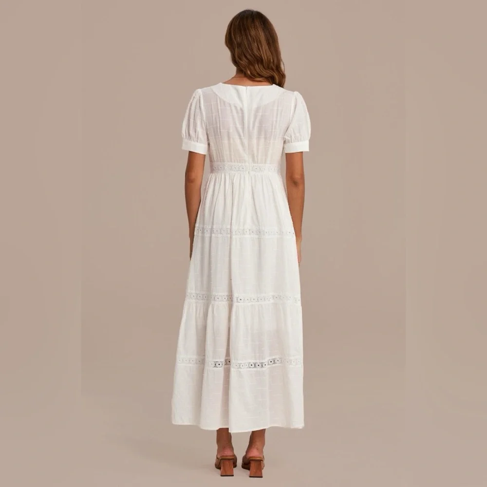 NWOT Petallush short sleeve V-neck cotton a-line maxi dress size medium M  b44